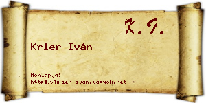 Krier Iván névjegykártya